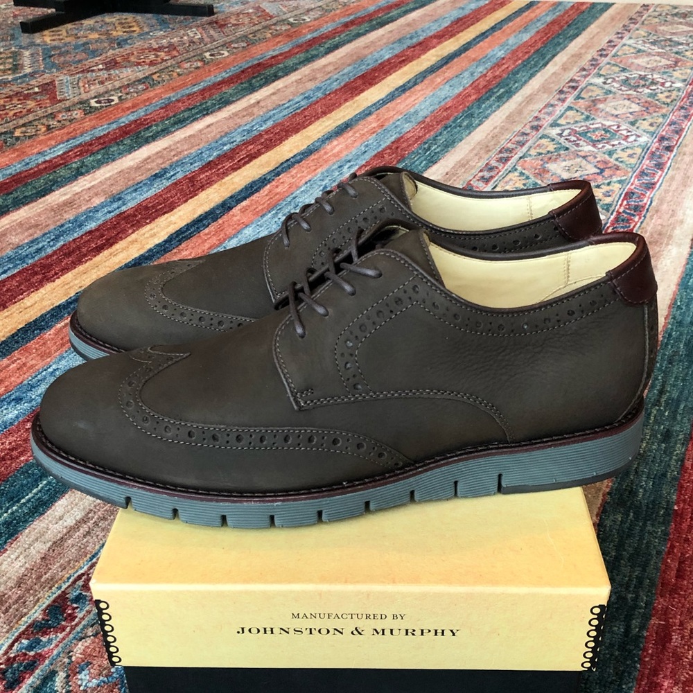 Johnston and Murphy: Martell Brown Sheepskin Wingtip Hybrid (multiple sizes)